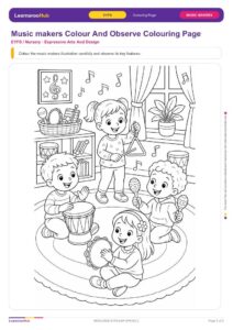 Music makers Colour And Observe Colouring Page