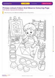 Primary colours Colour And Observe Colouring Page