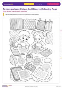 Texture patterns Colour And Observe Colouring Page