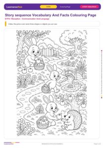 Story sequence Vocabulary And Facts Colouring Page