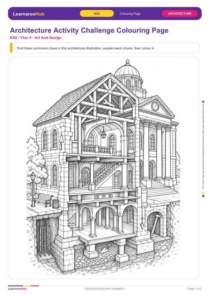 Architecture Activity Challenge Colouring Page — featured image