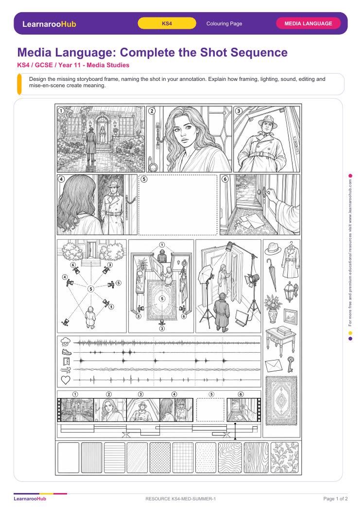 Media Language: Complete the Shot Sequence