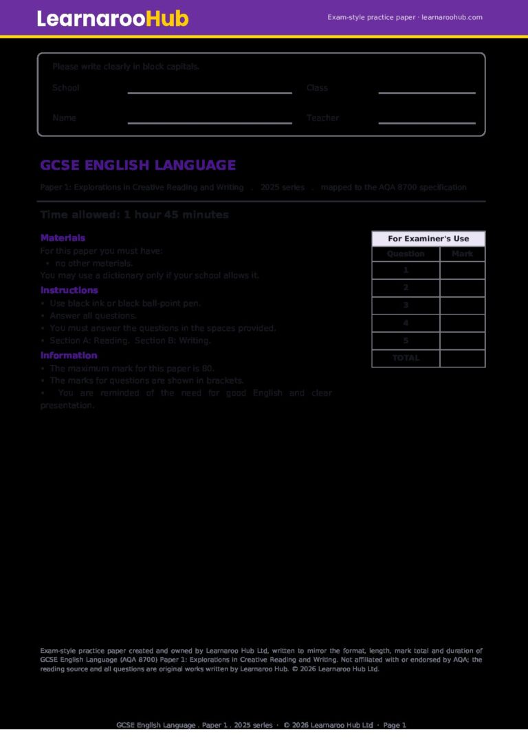 GCSE English Language — Practice Paper 1 — 2025 series