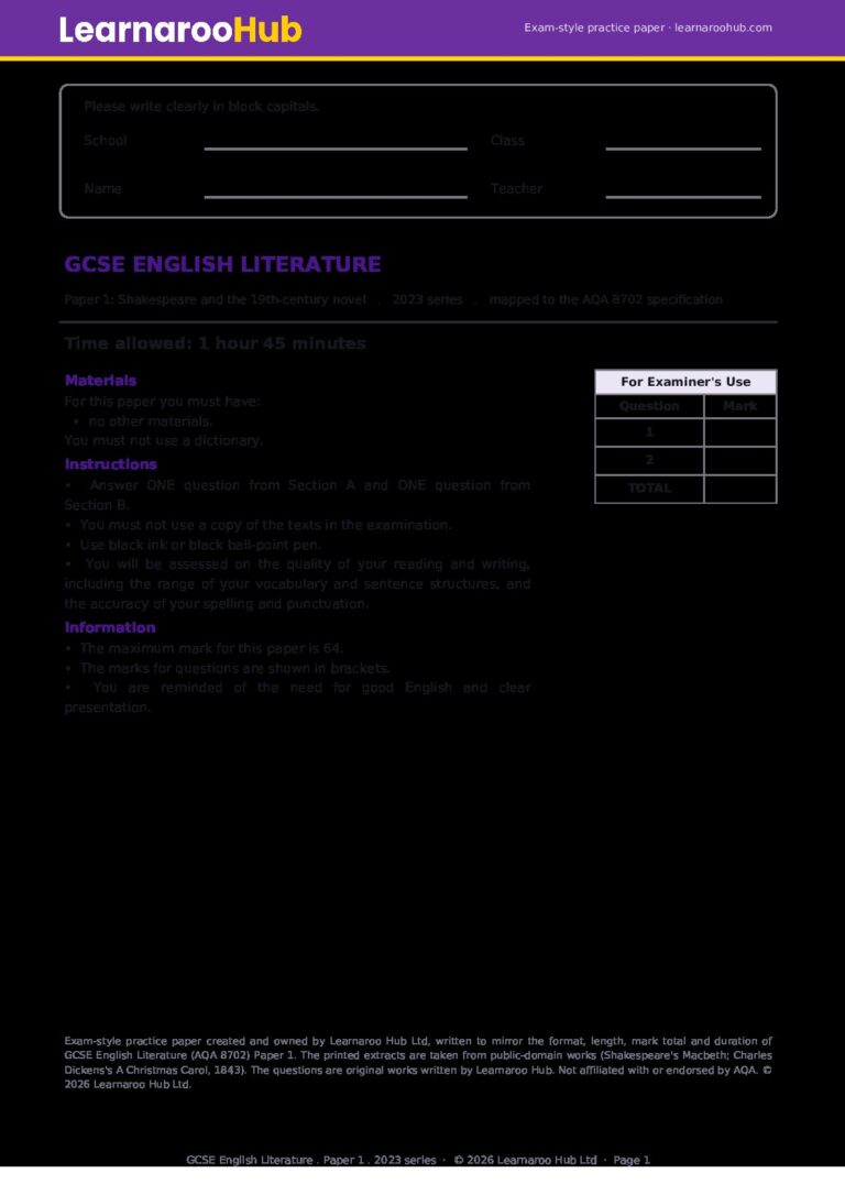 GCSE English Literature — Practice Paper 1: Macbeth & A Christmas Carol — 2023 series