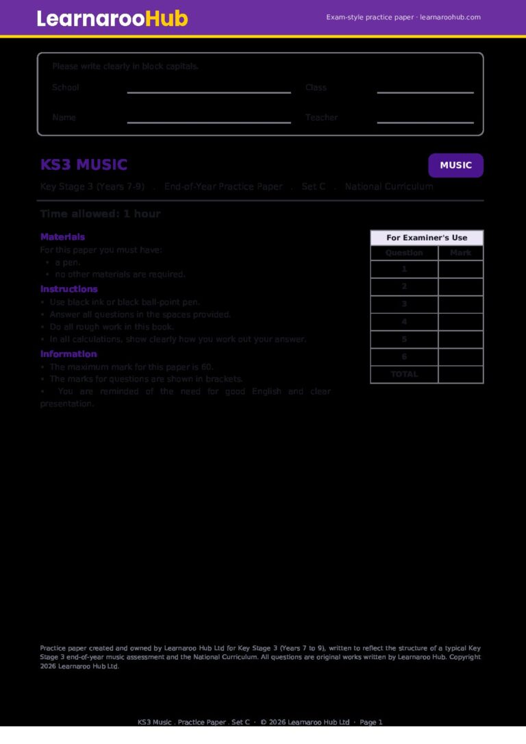 KS3 Music — Knowledge Check (Set C)