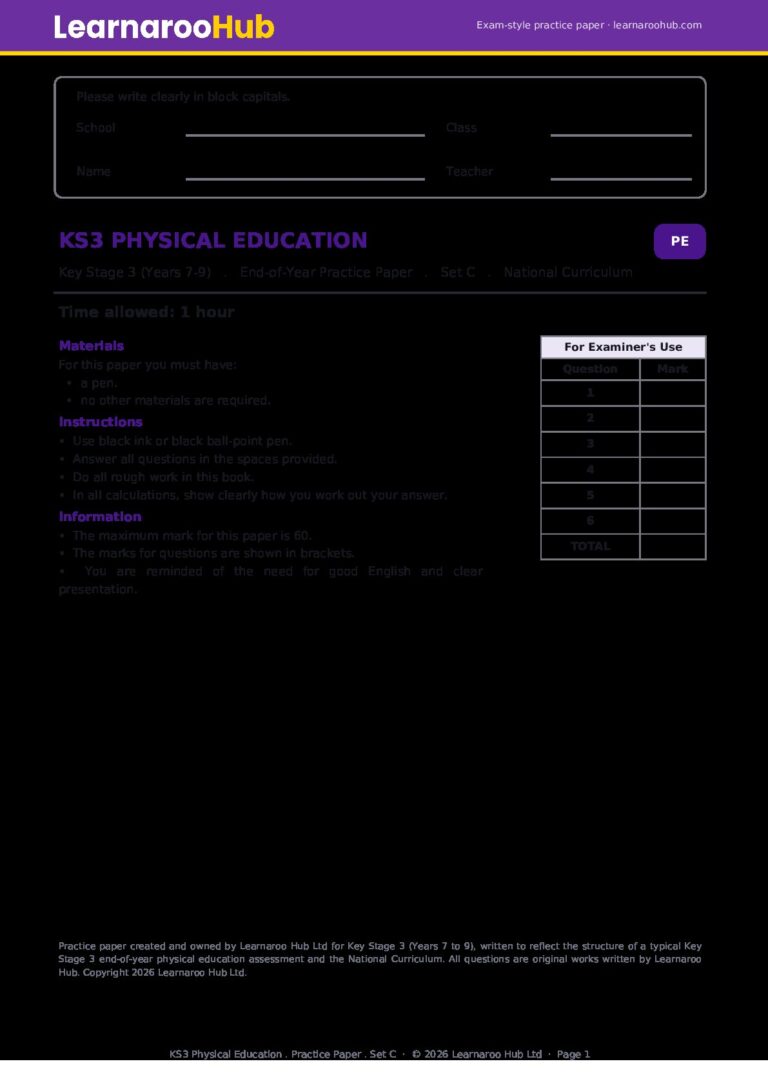 KS3 Physical Education — Knowledge Check (Set C)