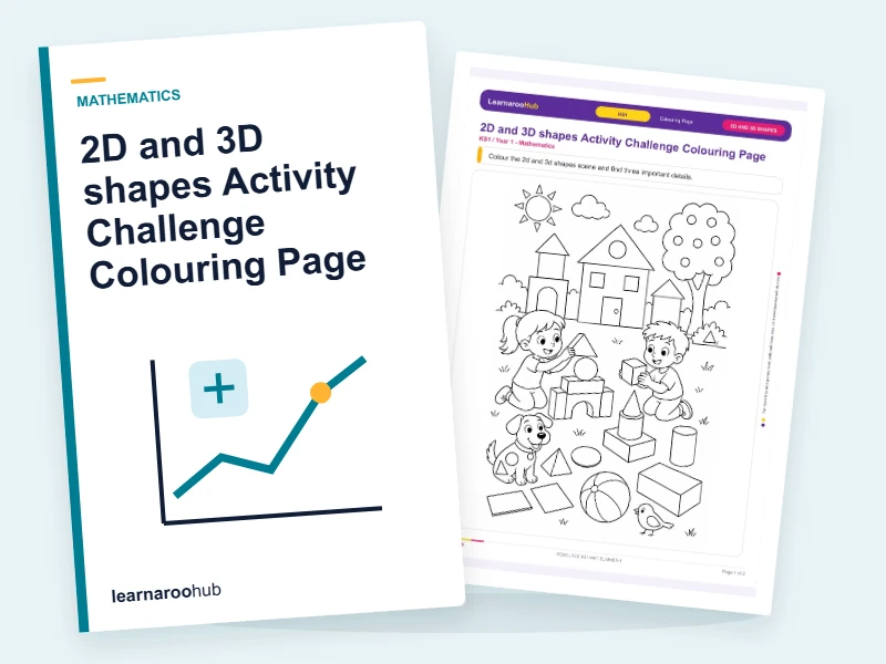 2D and 3D shapes Activity Challenge Colouring Page — colouring sheets cover