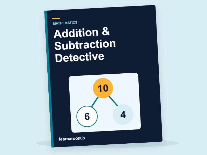 Addition & Subtraction Detective — activity book cover