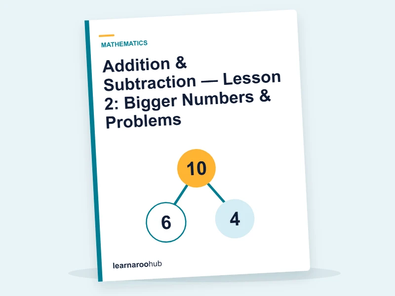 Addition & Subtraction — Lesson 2: Bigger Numbers & Problems — e-learning module cover