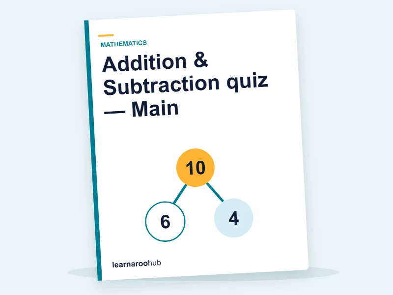 Addition & Subtraction quiz — Main — quiz cover