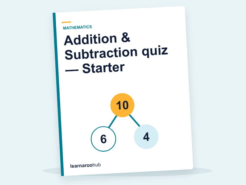 Addition & Subtraction quiz — Starter — quiz cover