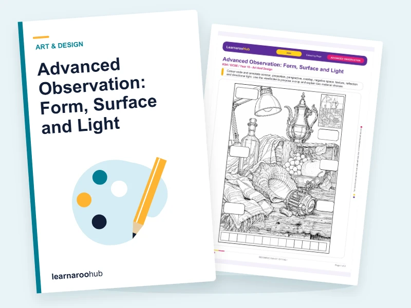 Advanced Observation: Form, Surface and Light — colouring sheets cover