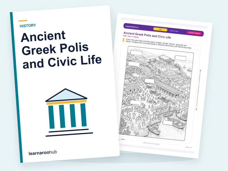 Ancient Greek Polis and Civic Life — colouring sheets cover
