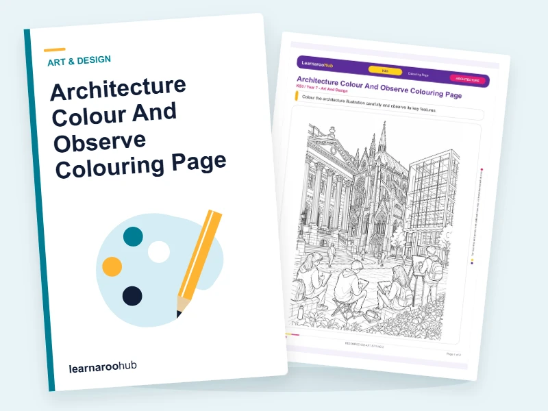Architecture Colour And Observe Colouring Page — colouring sheets cover