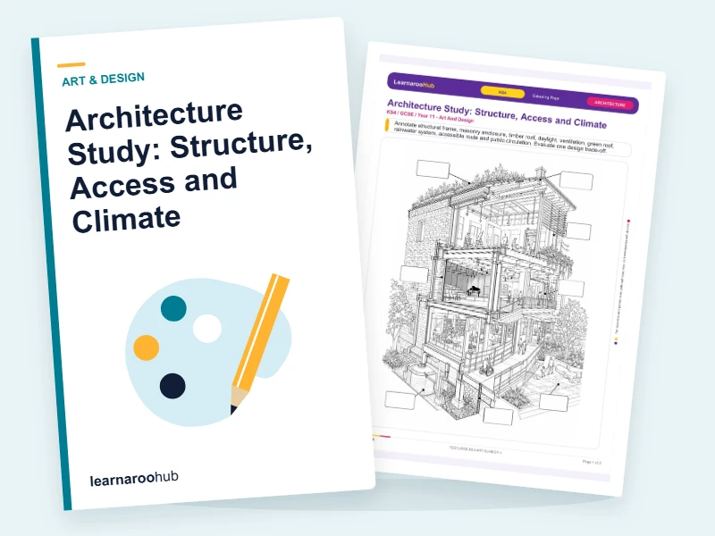 Architecture Study: Structure, Access and Climate — colouring sheets cover