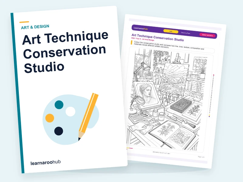 Art Technique Conservation Studio — colouring sheets cover