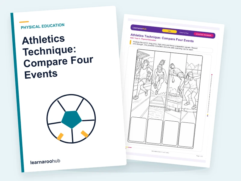Athletics Technique: Compare Four Events — colouring sheets cover