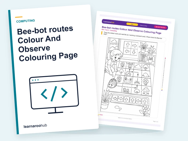 Bee-bot routes Colour And Observe Colouring Page — colouring sheets cover
