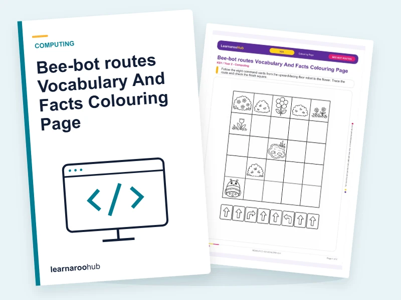 Bee-bot routes Vocabulary And Facts Colouring Page — colouring sheets cover