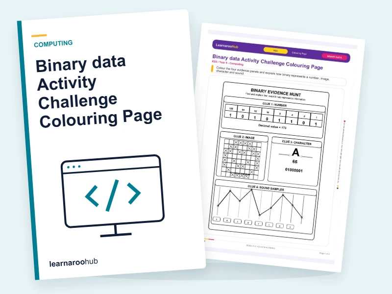 Binary data Activity Challenge Colouring Page — colouring sheets cover