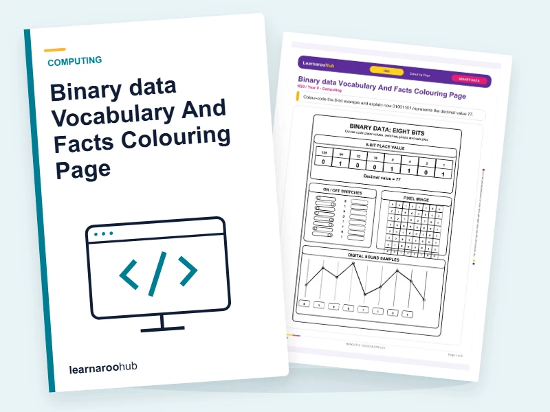 Binary data Vocabulary And Facts Colouring Page — colouring sheets cover