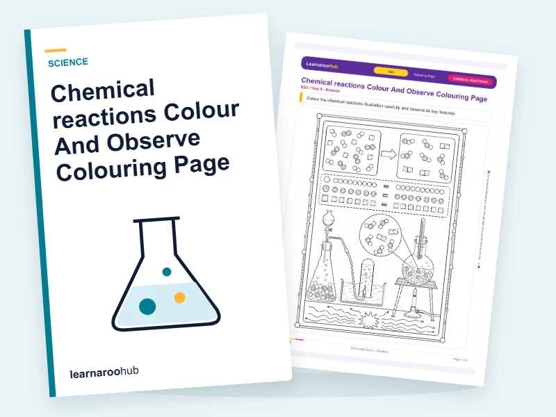 Chemical reactions Colour And Observe Colouring Page — colouring sheets cover