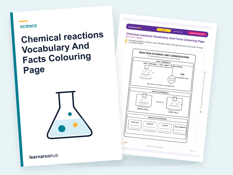 Chemical reactions Vocabulary And Facts Colouring Page — colouring sheets cover