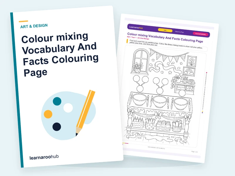 Colour mixing Vocabulary And Facts Colouring Page — colouring sheets cover
