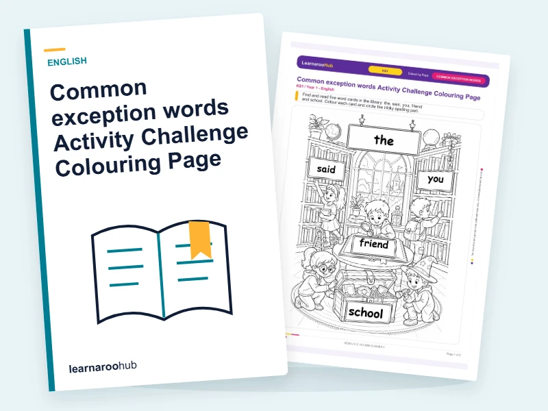 Common exception words Activity Challenge Colouring Page — colouring sheets cover