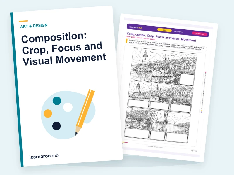 Composition: Crop, Focus and Visual Movement — colouring sheets cover
