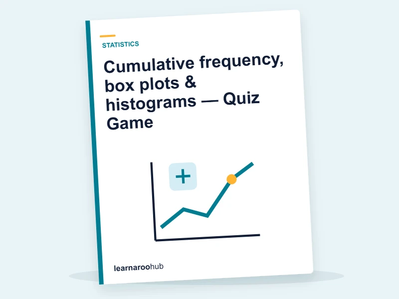 Cumulative frequency, box plots & histograms — Quiz Game — quiz cover