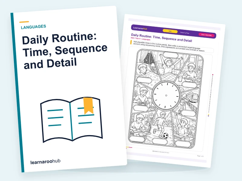 Daily Routine: Time, Sequence and Detail — colouring sheets cover