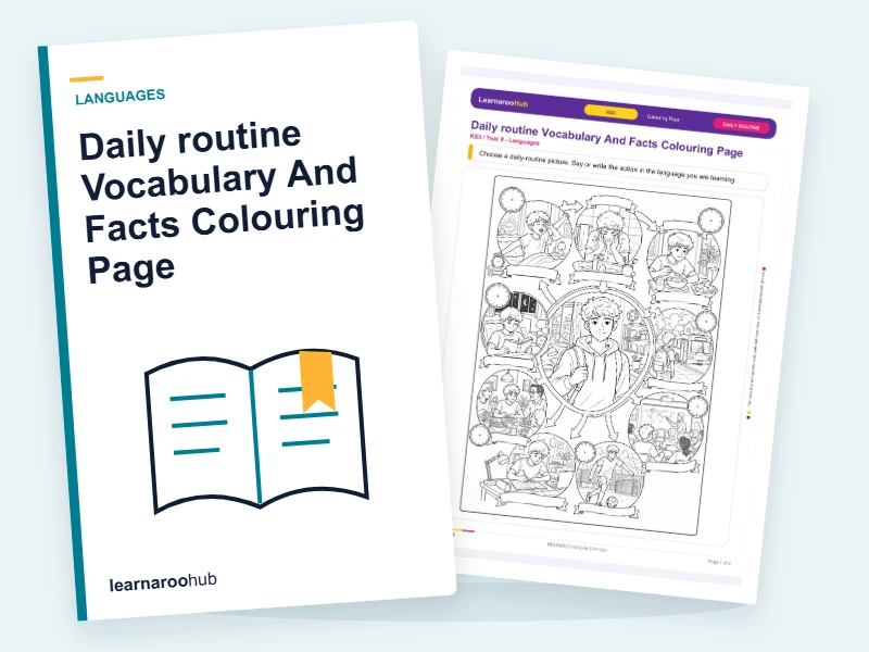 Daily routine Vocabulary And Facts Colouring Page — colouring sheets cover