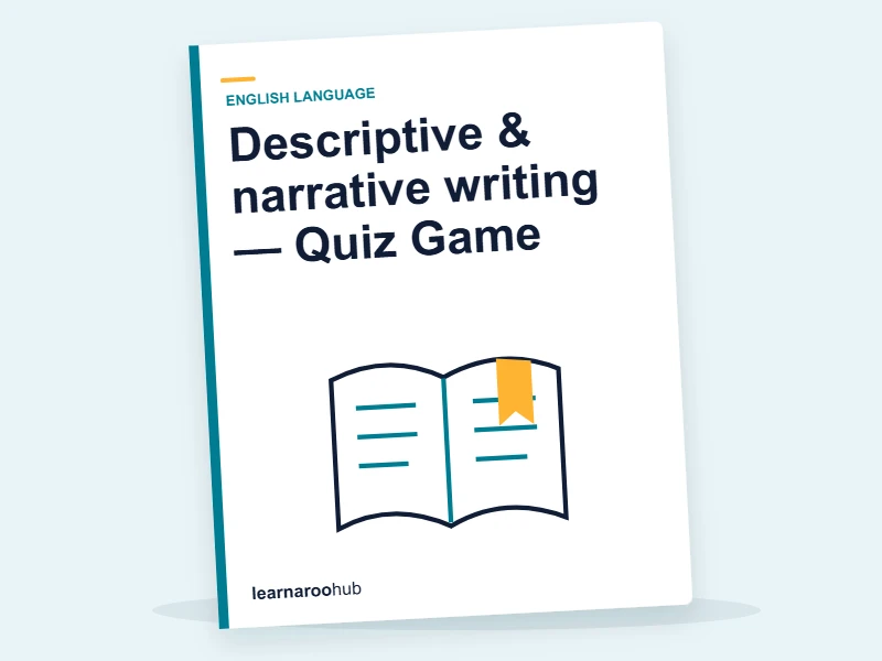 Descriptive & narrative writing — Quiz Game — quiz cover