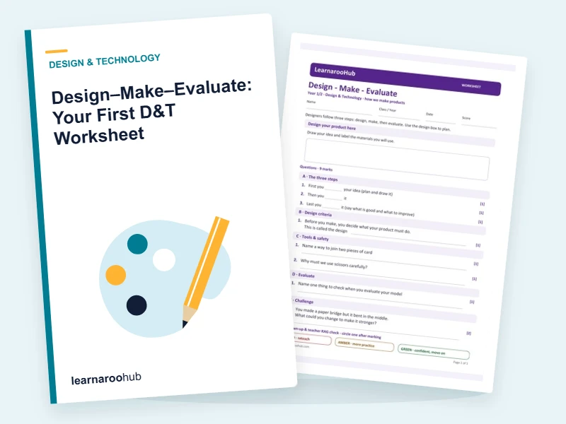 Design–Make–Evaluate: Your First D&T Worksheet — printable / pdf cover