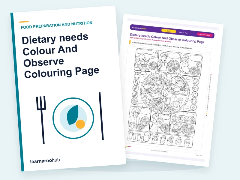 Dietary needs Colour And Observe Colouring Page — colouring sheets cover