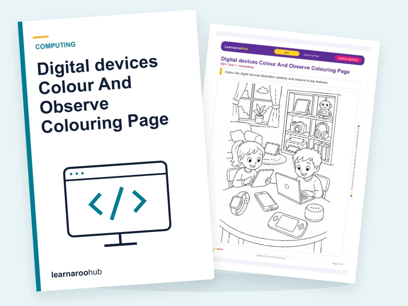 Digital devices Colour And Observe Colouring Page — colouring sheets cover