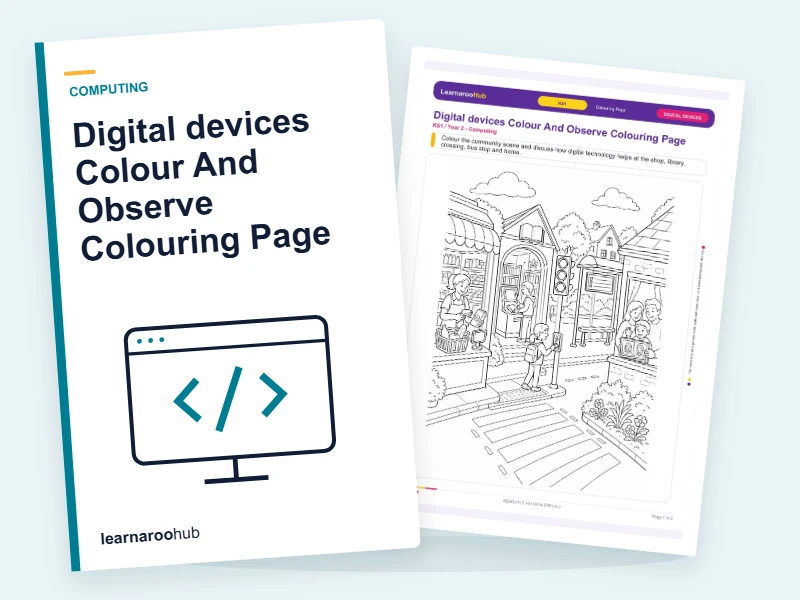Digital devices Colour And Observe Colouring Page — colouring sheets cover