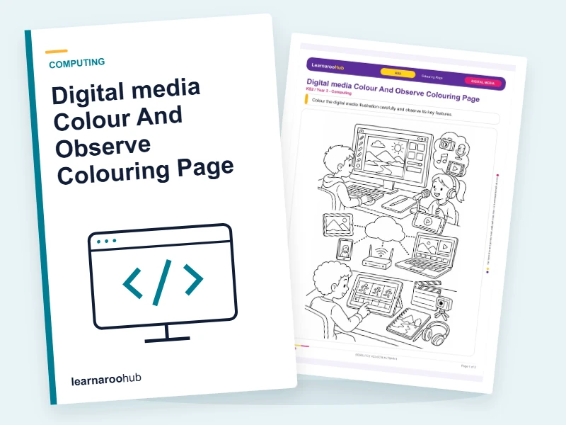 Digital media Colour And Observe Colouring Page — colouring sheets cover