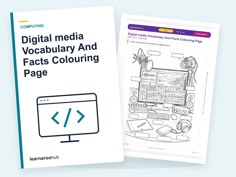 Digital media Vocabulary And Facts Colouring Page — colouring sheets cover