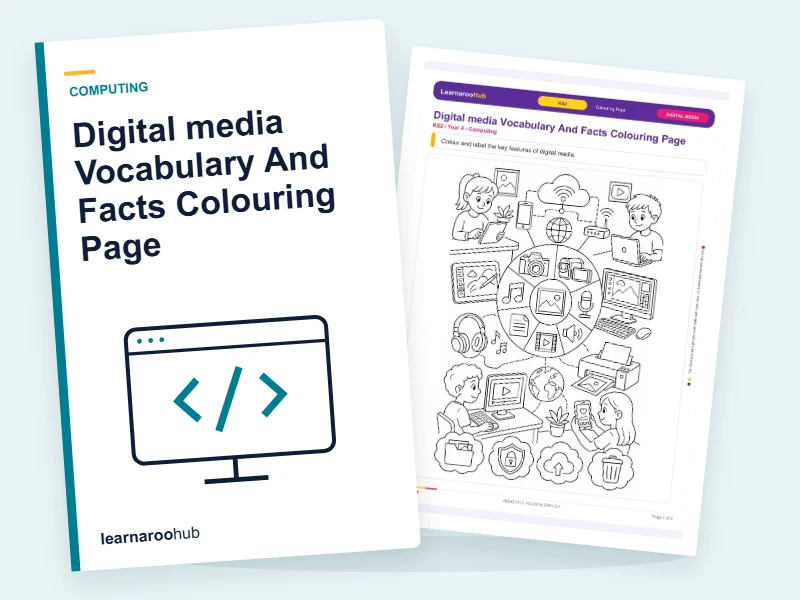Digital media Vocabulary And Facts Colouring Page — colouring sheets cover