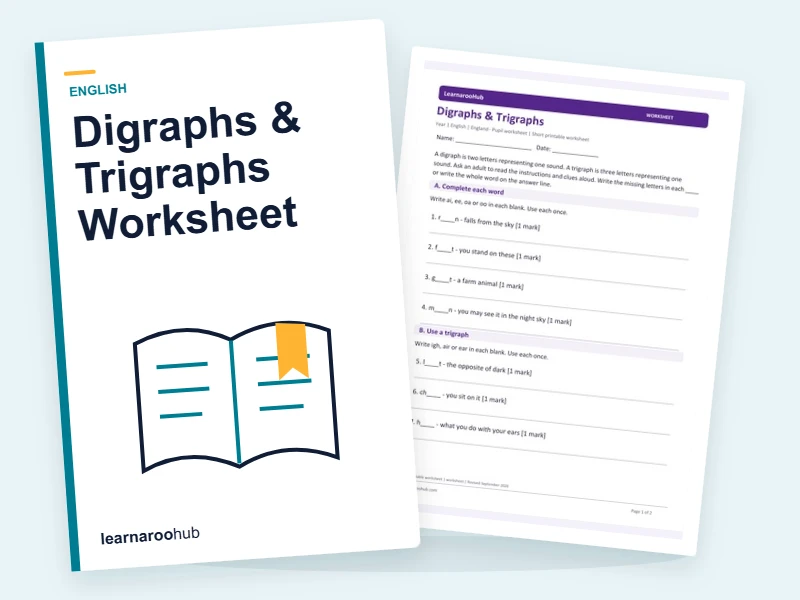Digraphs & Trigraphs Worksheet — printable / pdf cover