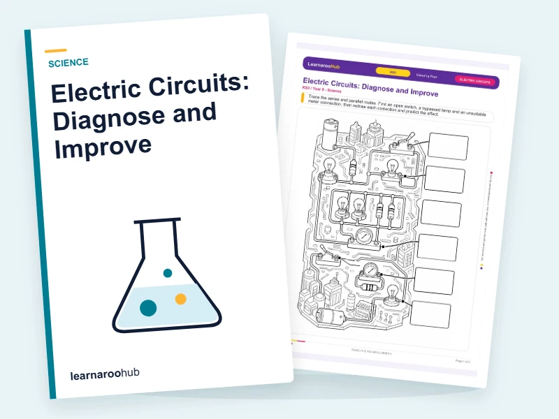 Electric Circuits: Diagnose and Improve — colouring sheets cover