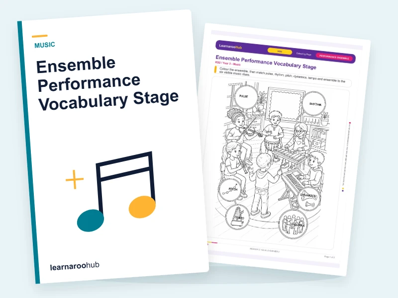 Ensemble Performance Vocabulary Stage — colouring sheets cover