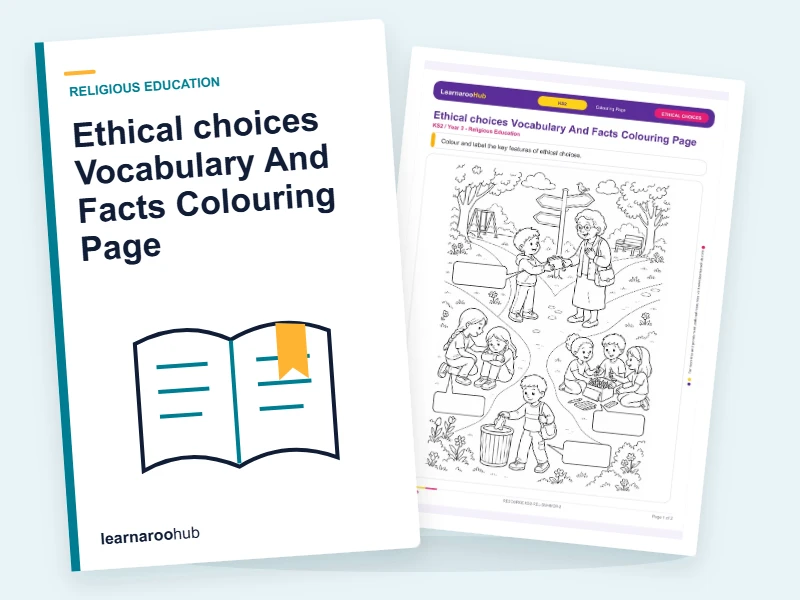 Ethical choices Vocabulary And Facts Colouring Page — colouring sheets cover
