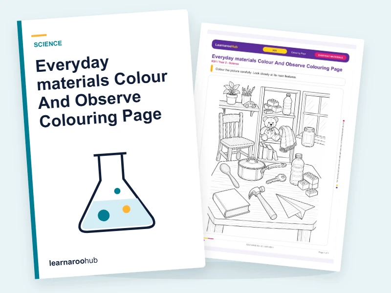 Everyday materials Colour And Observe Colouring Page — colouring sheets cover