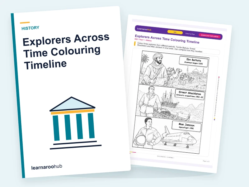 Explorers Across Time Colouring Timeline — colouring sheets cover