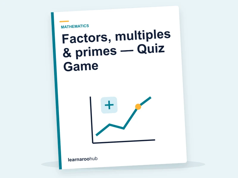 Factors, multiples & primes — Quiz Game — quiz cover