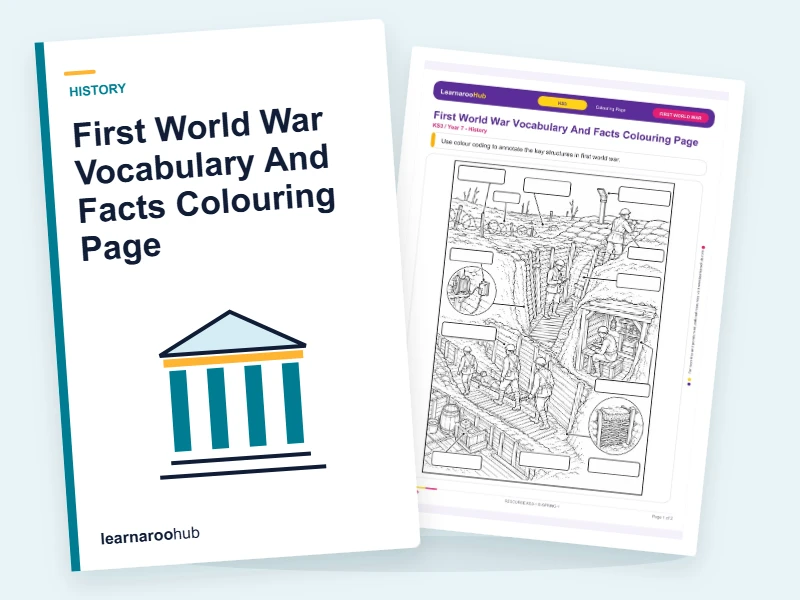 First World War Vocabulary And Facts Colouring Page — colouring sheets cover