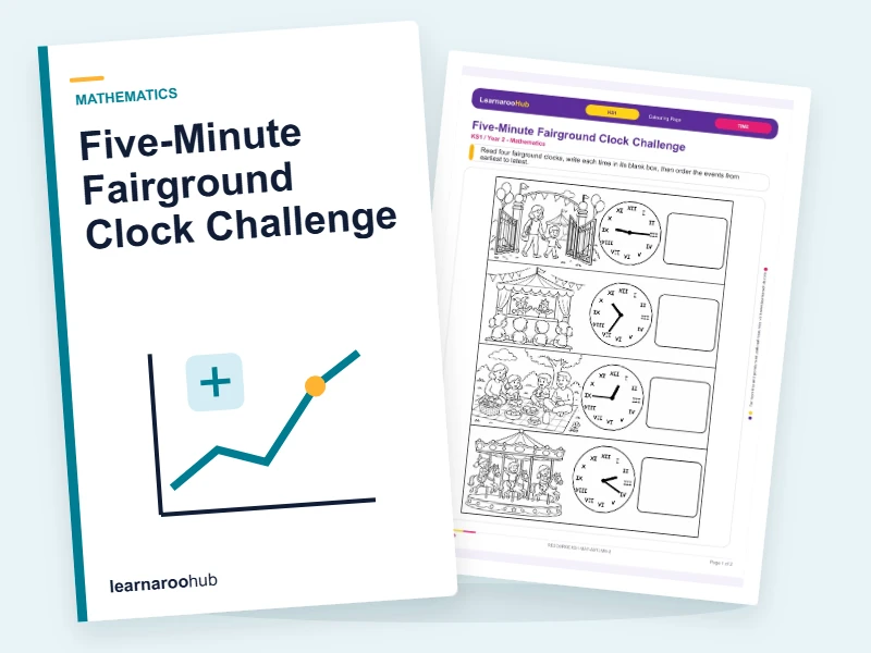 Five-Minute Fairground Clock Challenge — colouring sheets cover